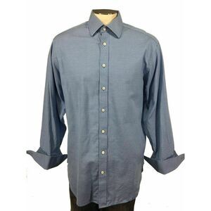 Charles Tyrwhitt Button Shirt 16 White Blue Stripe French Cuffs Dress Mens‎